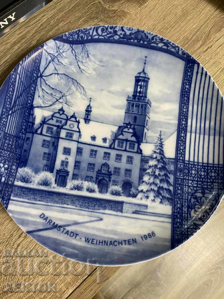 Farfurie vintage din porțelan albastru DARMSTADT