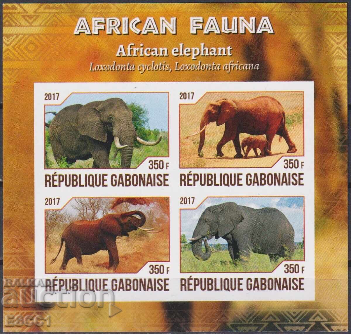 Bloc curat Faună Elefanți 2017 din Gabon