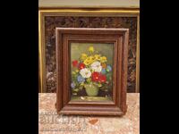 Still life, original canvas, antique oil painting, framed