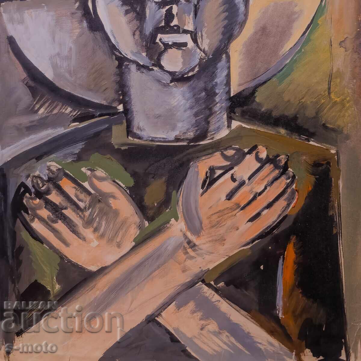 Painting tempera abstract composition - 7