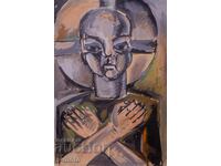 Painting tempera abstract composition