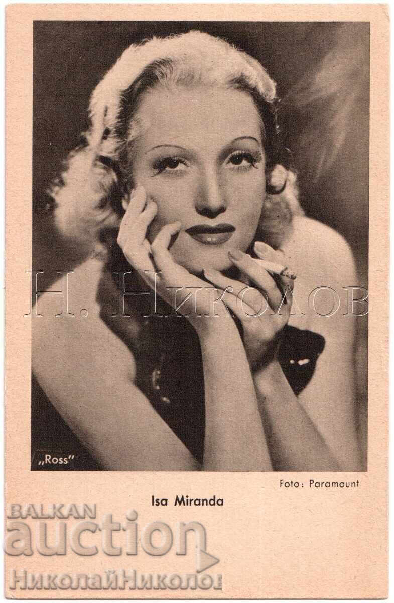 VECHE CĂRȚICĂ FILM ACTRIȚĂ ISA MIRANDA E355