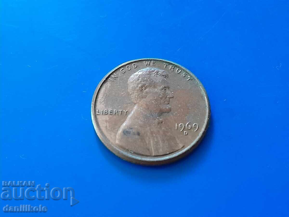 Δημοπρασία *$*Y*$* ΗΠΑ 1 ΛΕΠΤΟ 1969 Γράμμα D - ΑΡΙΣΤΟ *$*Y*$*