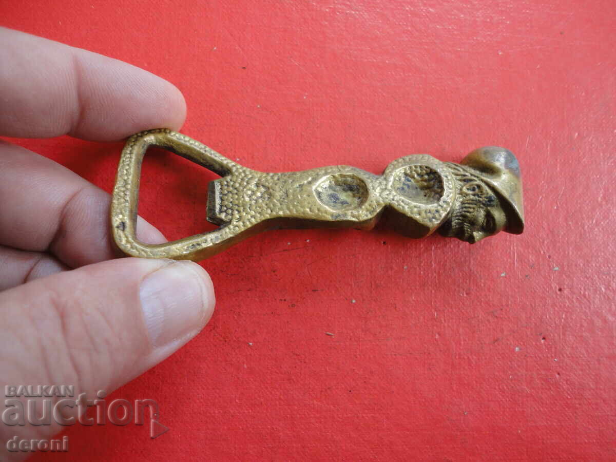Deschizător de sticle antic din bronz, plastică - 5