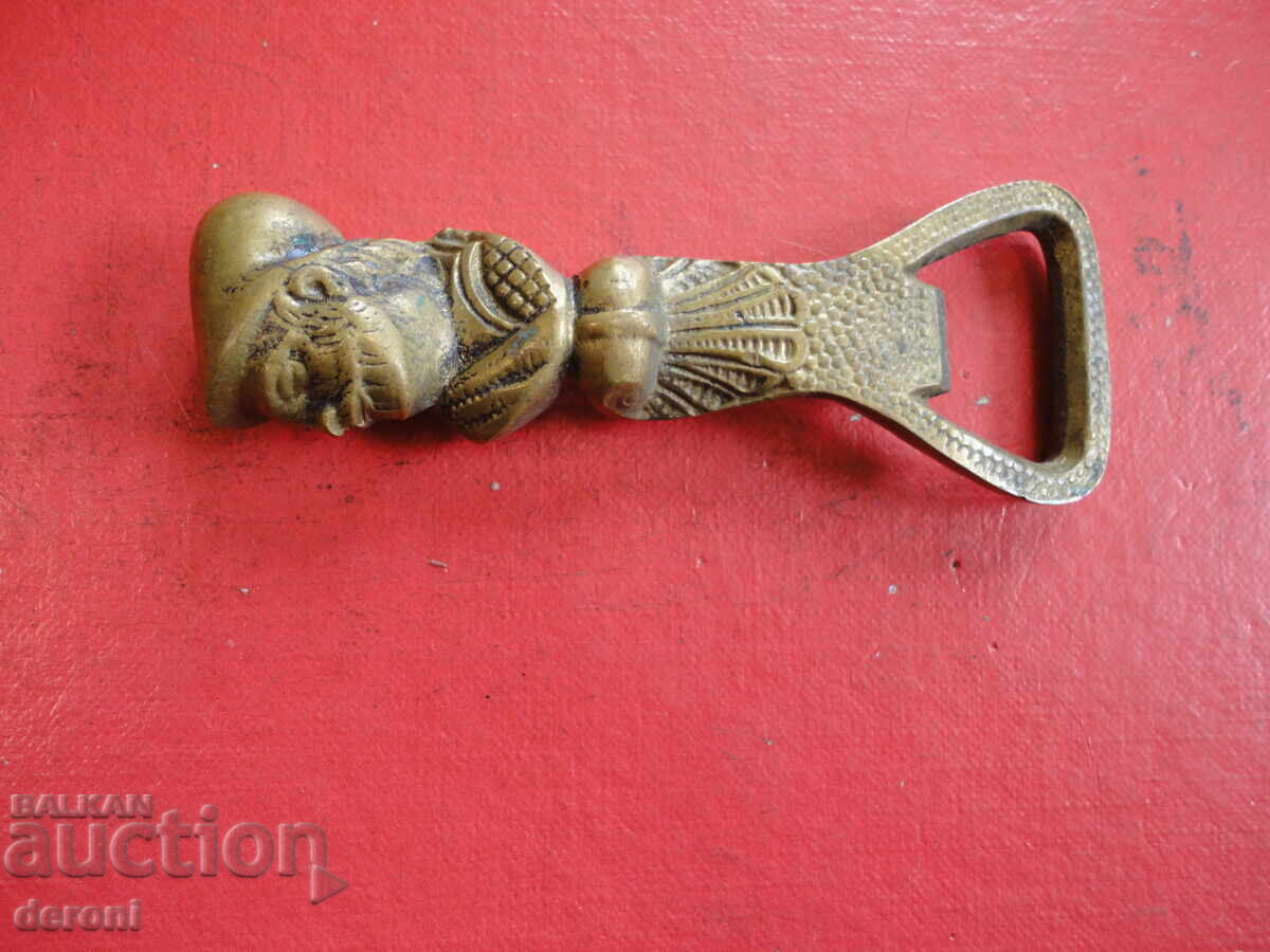 Deschizător de sticle antic din bronz, plastică - 7