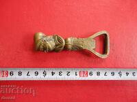 Deschizător de sticle antic din bronz, plastică