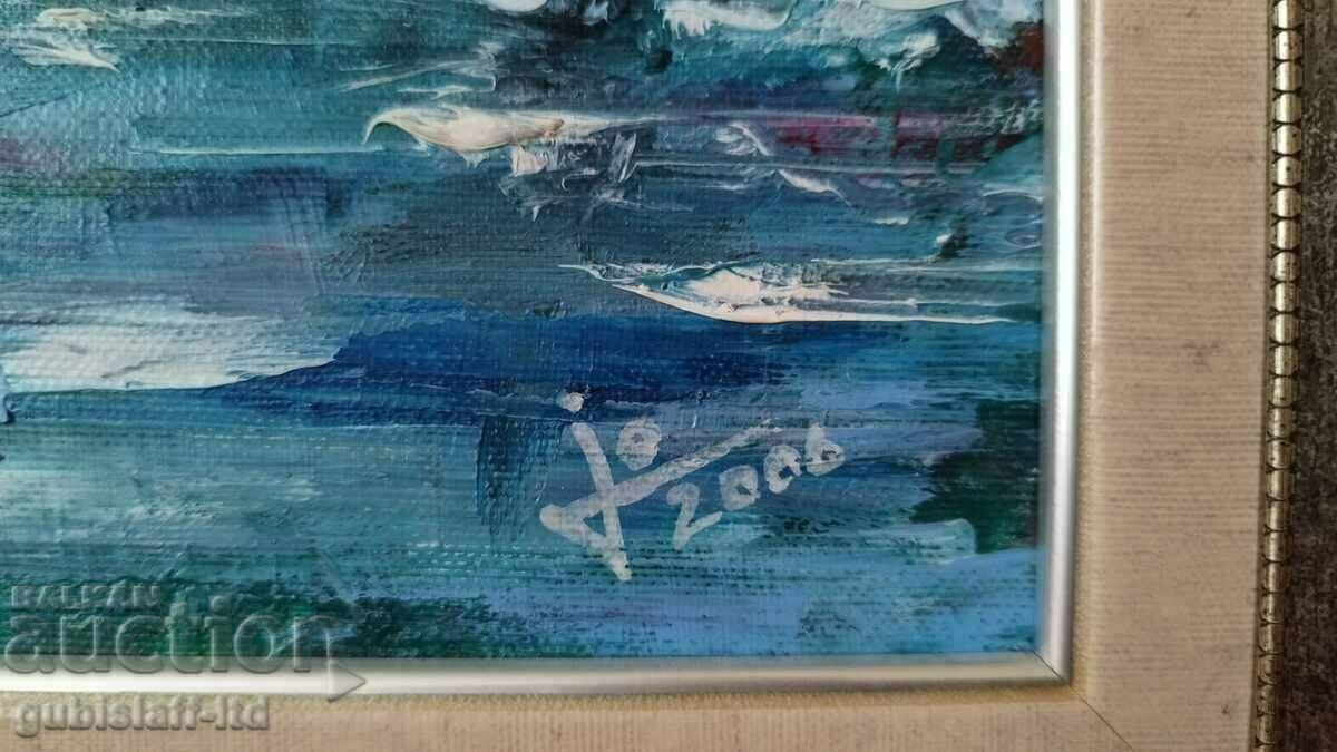 Pictură, peisaj de iarnă, artă. G. Yordanov, 2006 cu preț 260.00 BGN | € 132.94