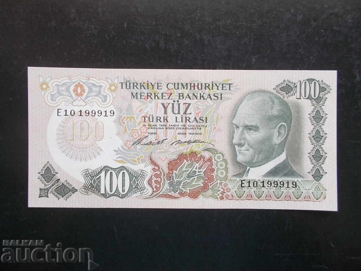 TURCIA, 100 lire, 1972, UNC