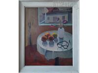 Tablou "Natură statică cu fereastră", pictor P. S. Petkov (1924-1976)