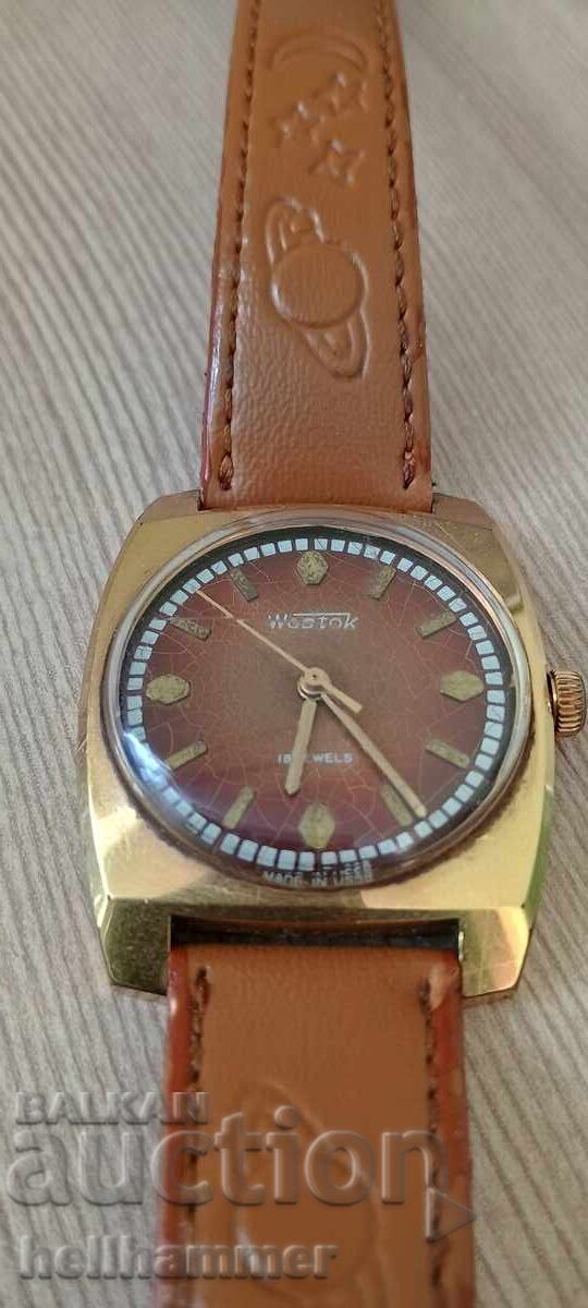 Gold-plated men's mechanical Vostok 18 jewels - 5