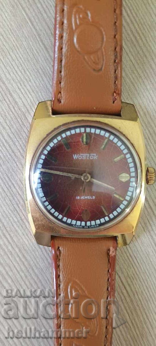 Gold-plated men's mechanical Vostok 18 jewels