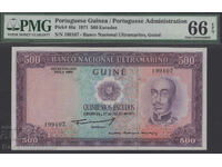 Portuguese Guinea 500 Escudos, 1971 Pick 46a PMG 66 Uncirculated