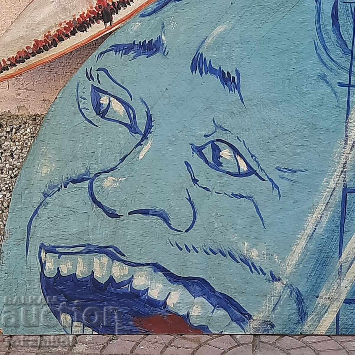 Old painted panel from a demonstration in Varna from 1961 - 5