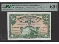 Gibraltar Government 1 Pound 1971 Pick 18b PMG 65 Uncirculated n01