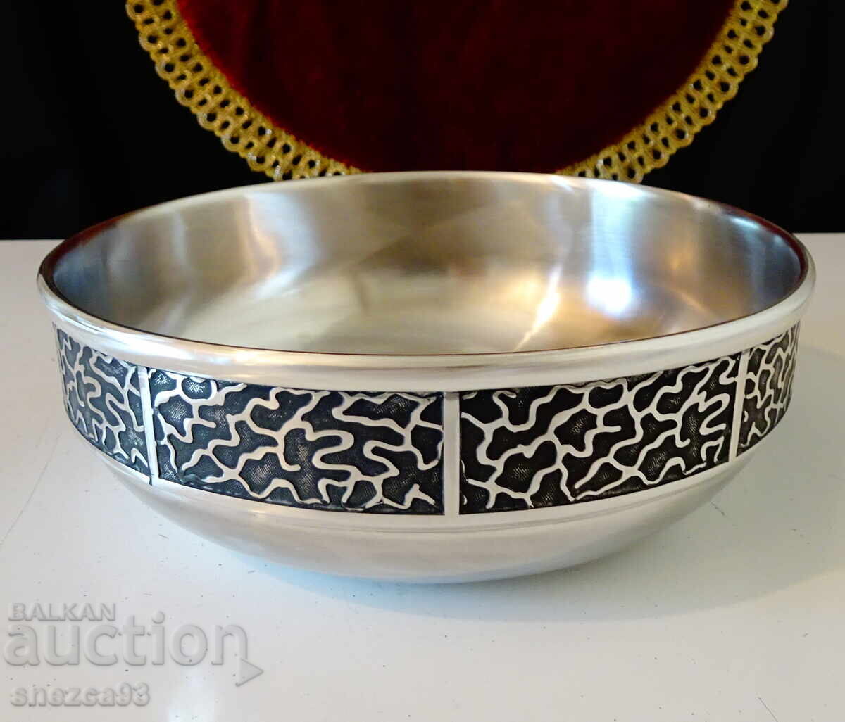 Νορβηγικό πήλινο μπολ, σαλατιέρα από κασσίτερο, ανάγλυφο