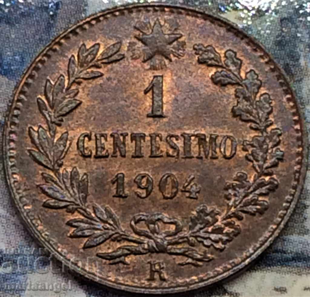 1 centesimo 1904 Italy Victor Emmanuel UNC lux with price 28.00 BGN | € 14.32