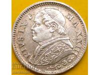 10 Soldi 1868 Vatican Pius VI anno XXIII UNC Patină de argint