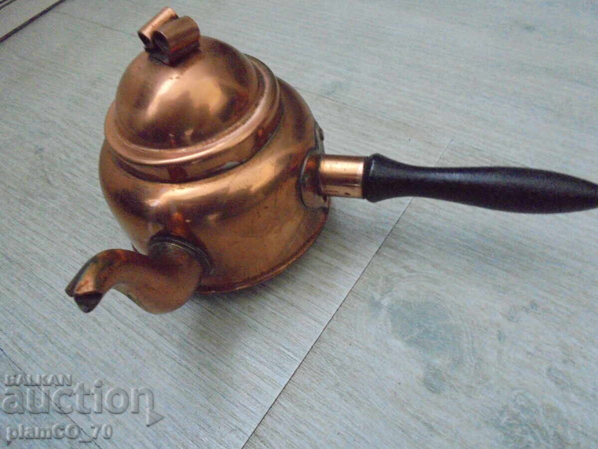 №*8222 παλιό μικρό μεταλλικό / χάλκινο τσαγιερό - 5