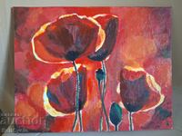 ✅ ACRYLIC PAINTING - POPPIES - 19/24 CM.❗