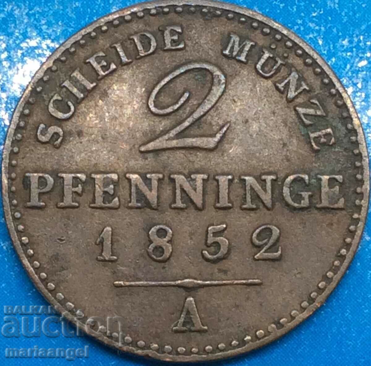 2 Pfennig 1852 Πρωσία Α-Βερολίνο Γερμανία - 6