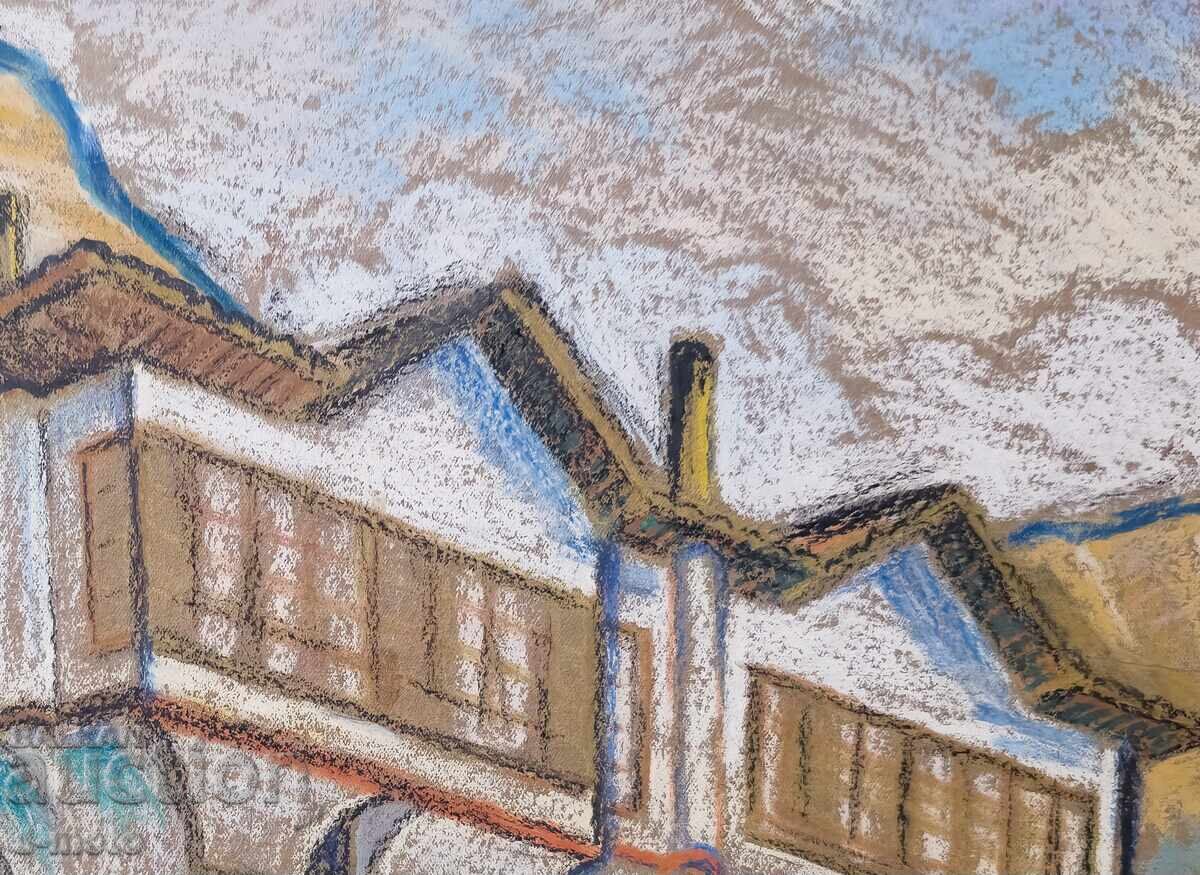 Pastel painting, cityscape, 1966 - 5