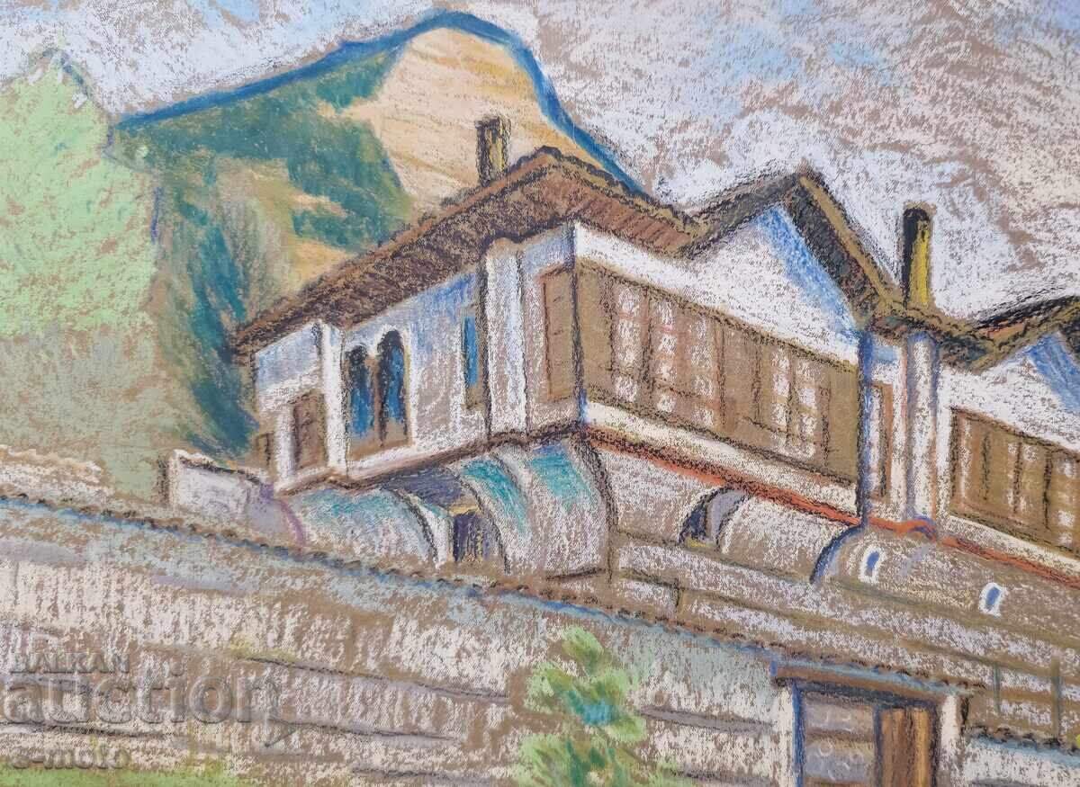 Pastel painting, cityscape, 1966 - 6