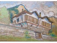 Tablou pastel peisaj urban 1966