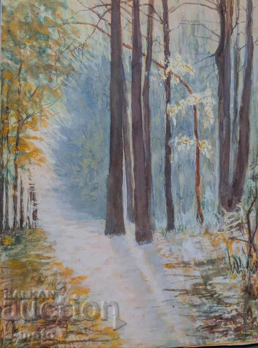 Old watercolor painting forest landscape 1977 with price 200.00 BGN | € 102.26 Old watercolor painting forest landscape 1977 with price 200.00 BGN | € 102.26