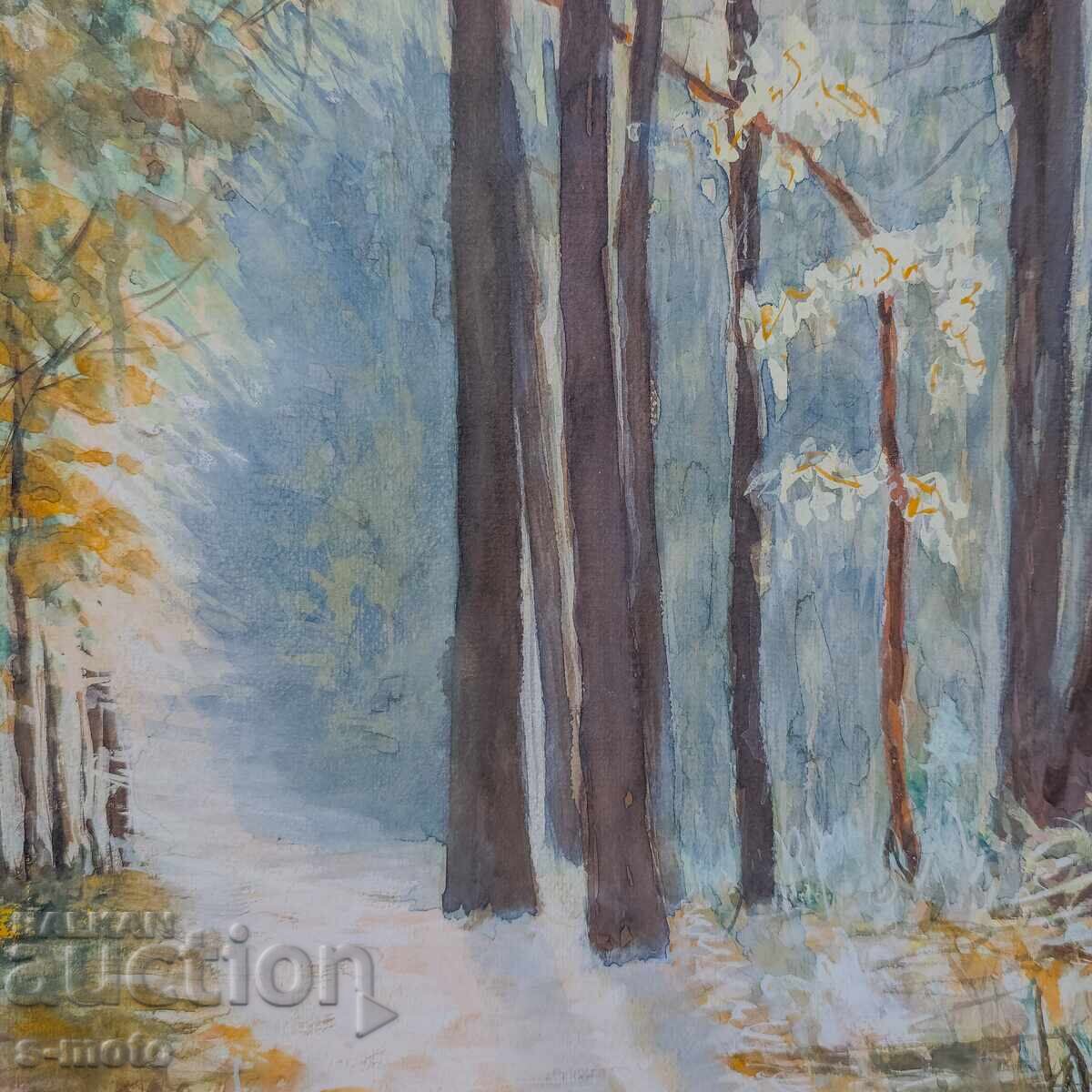 Old watercolor painting forest landscape 1977 - 5 Old watercolor painting forest landscape 1977 - 5