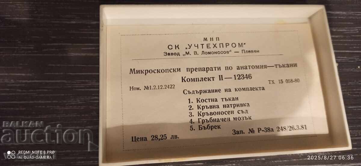 Lame de microscop pentru anatomie - țesut osos sânge rinichi cu preț 36.00 BGN | € 18.41