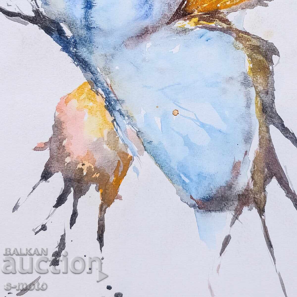 Auction  Paola Stoeva, watercolor painting Butterfly
