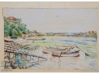 Tablou pastel peisaj marin 1987