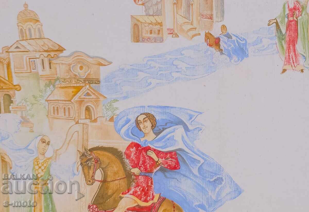 Old gouache painting, figurative composition - 5 Old gouache painting, figurative composition - 5