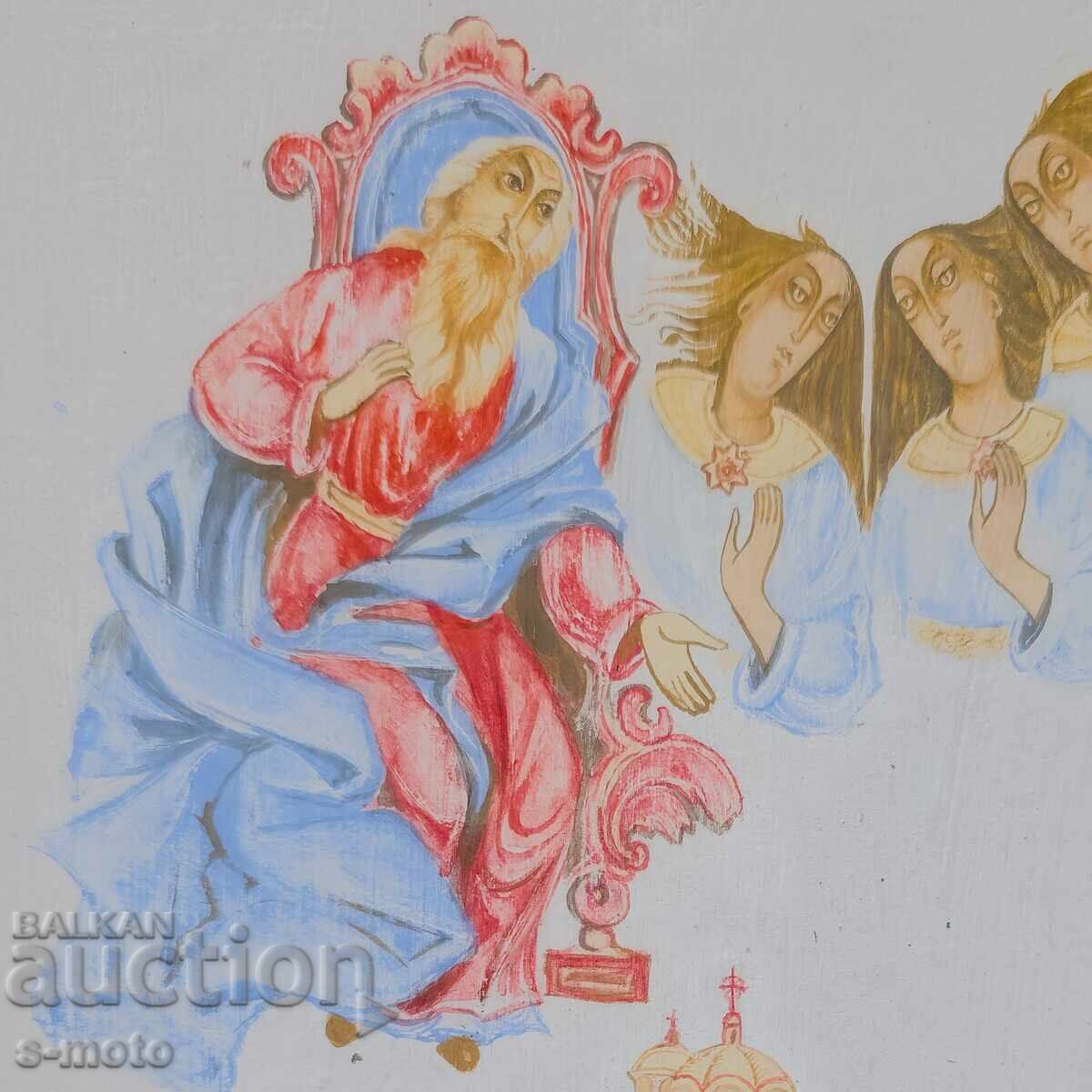 Old gouache painting, religious theme - 6