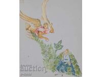 Tablou vechi guașă tematică religioasă