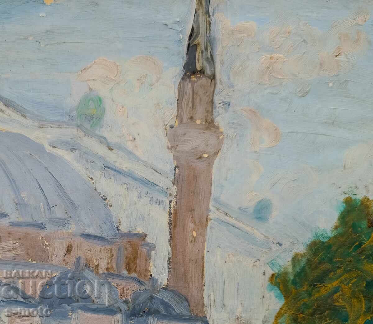 Old oil painting, cityscape, 1962 - 5