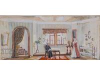 Tablou vechi guașă interior