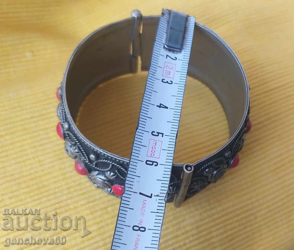 Vintage Alpaca Bracelet, Coral, Wide with Cuff with price 30.00 BGN | € 15.34 Vintage Alpaca Bracelet, Coral, Wide with Cuff with price 30.00 BGN | € 15.34