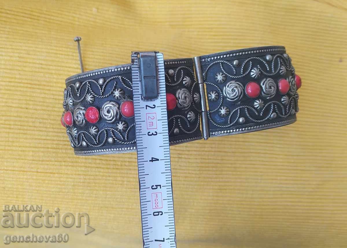 Auction Vintage Alpaca Bracelet, Coral, Wide with Cuff Auction Vintage Alpaca Bracelet, Coral, Wide with Cuff