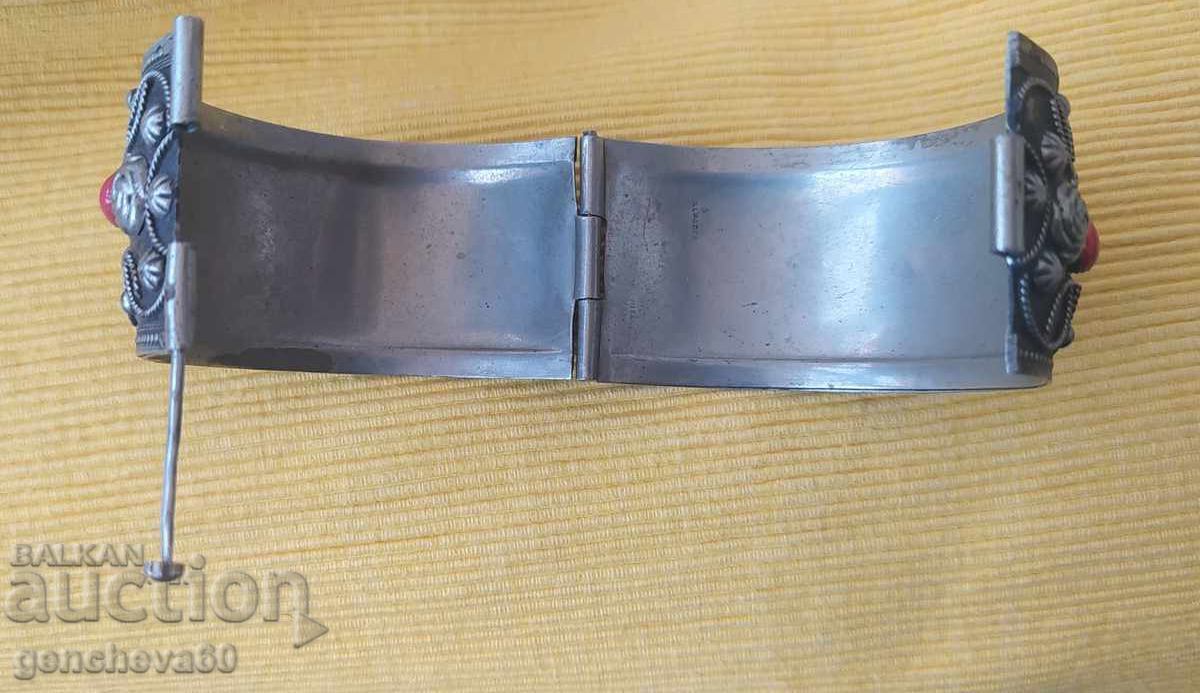 Delivery of Vintage Alpaca Bracelet, Coral, Wide with Cuff Delivery of Vintage Alpaca Bracelet, Coral, Wide with Cuff