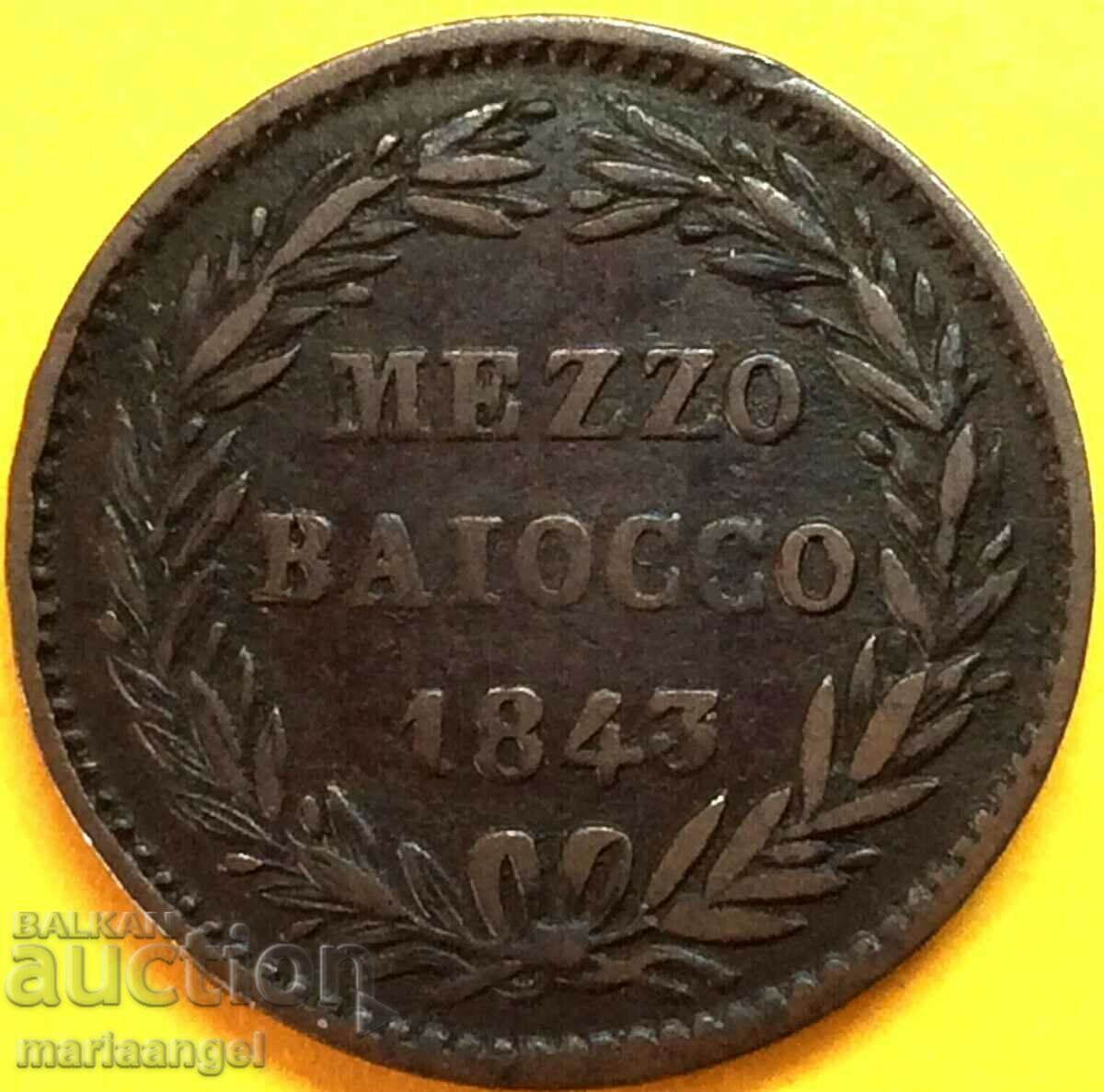 Δημοπρασία 1/2 Baiocco Mezzo 1843 Βατικανό