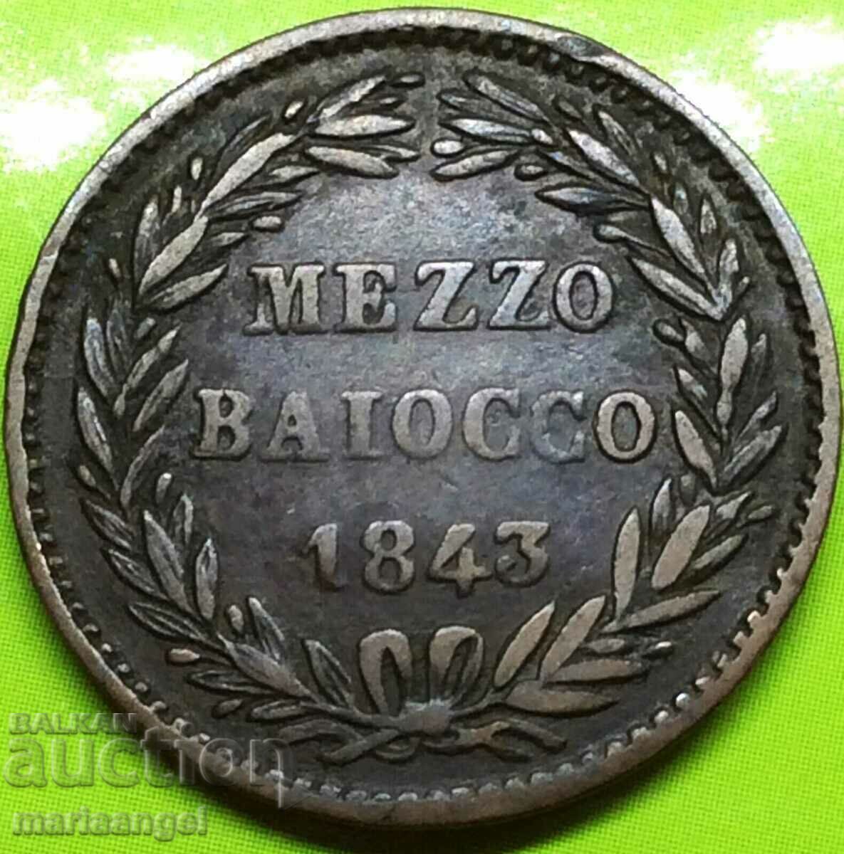 1/2 Baiocco Mezzo 1843 Βατικανό