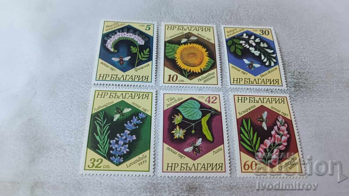 Timbre poștale RPR Plante 1987