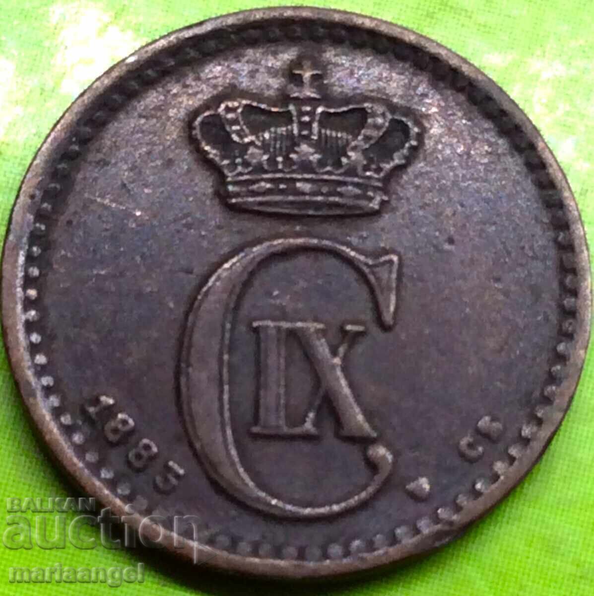 Доставка на Дания 1883 1 оре йоре  Christian IX бронз