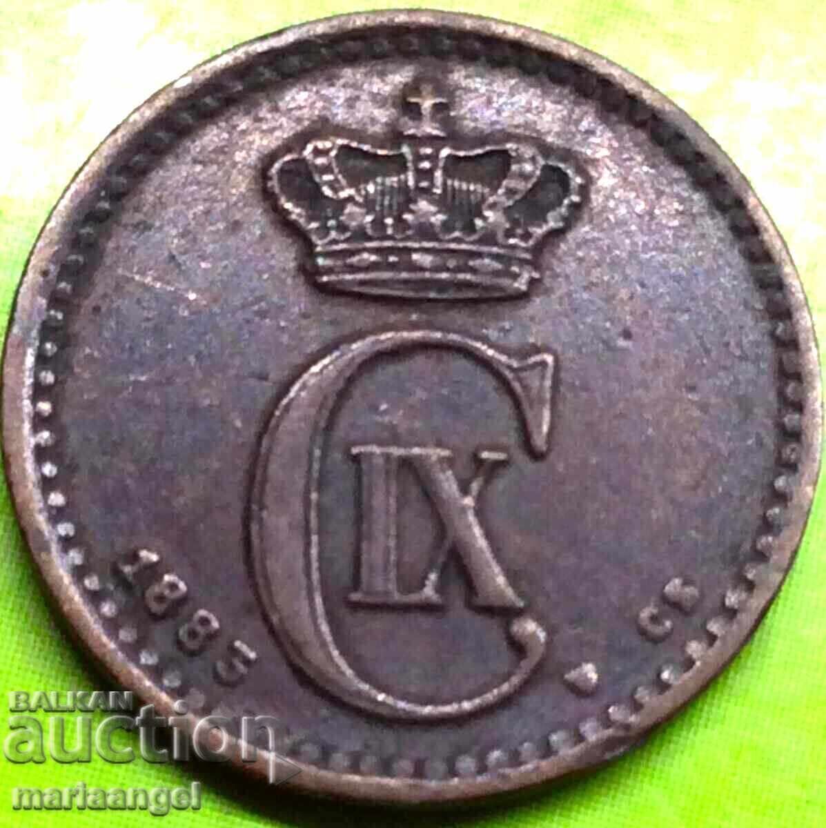 Дания 1883 1 оре йоре  Christian IX бронз - 6