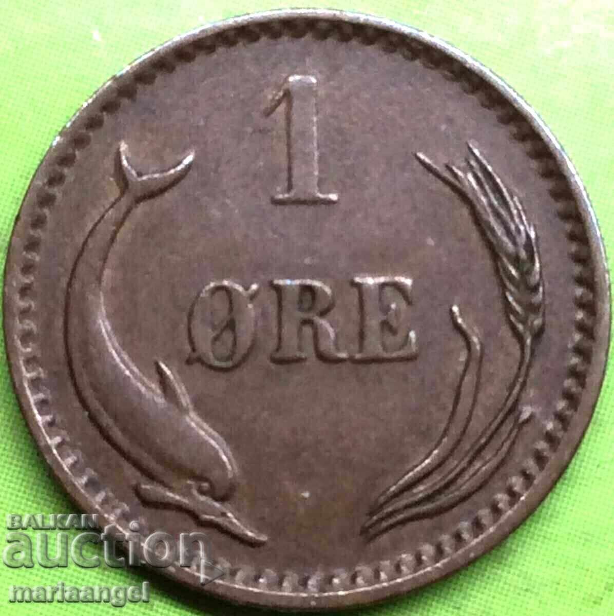 Дания 1883 1 оре йоре  Christian IX бронз