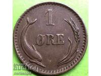 Danemarca 1883 1 ore øre Christian IX bronz
