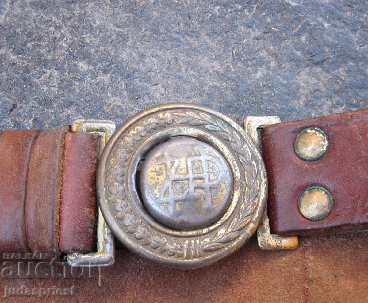 Auction Authentic Old Leather Belt with Boy Scout Buckle Auction Authentic Old Leather Belt with Boy Scout Buckle