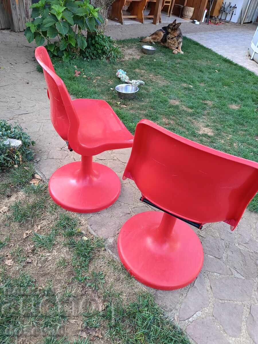 2 τμχ. Vintage περιστρεφόμενες πλαστικές καρέκλες - 5