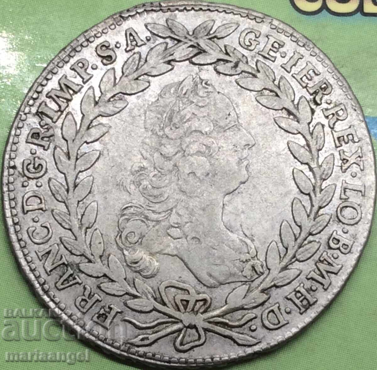 Аукцион 20 кройцера 1763 Австрия W - Вена Франциск I сребро - рядка!